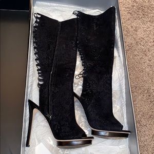 Brian Atwood open toe lace up boots